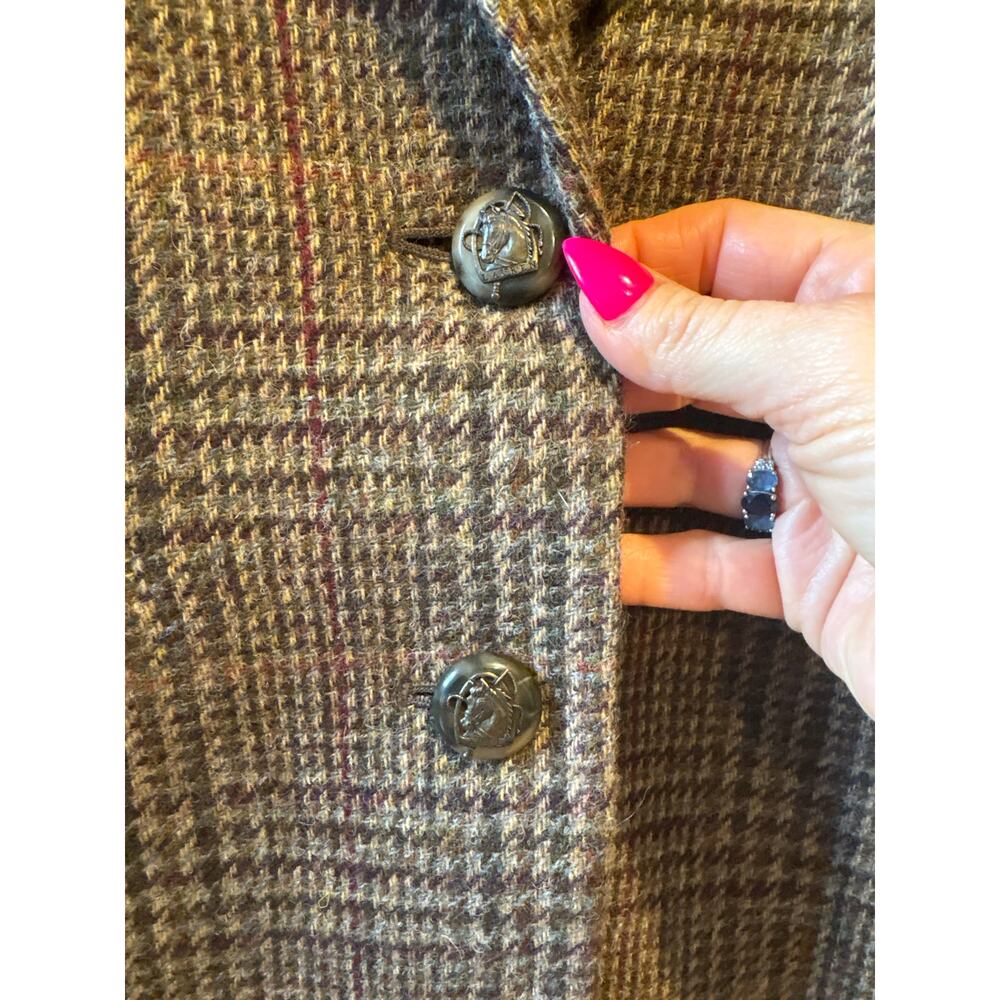 NWT Lauren Ralph Lauren women's glen plaid wool vintage equestrian blazer 4 - Picture 5 of 13